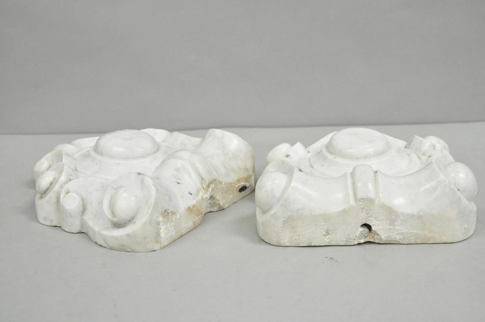 Antique Neoclassical Carved Marble Mantel Keystone Architectural Element - Pair For Sale 6
