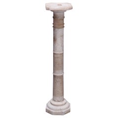 Antique Neoclassical Carved Marble Sculpture Display Pedestal, c1890