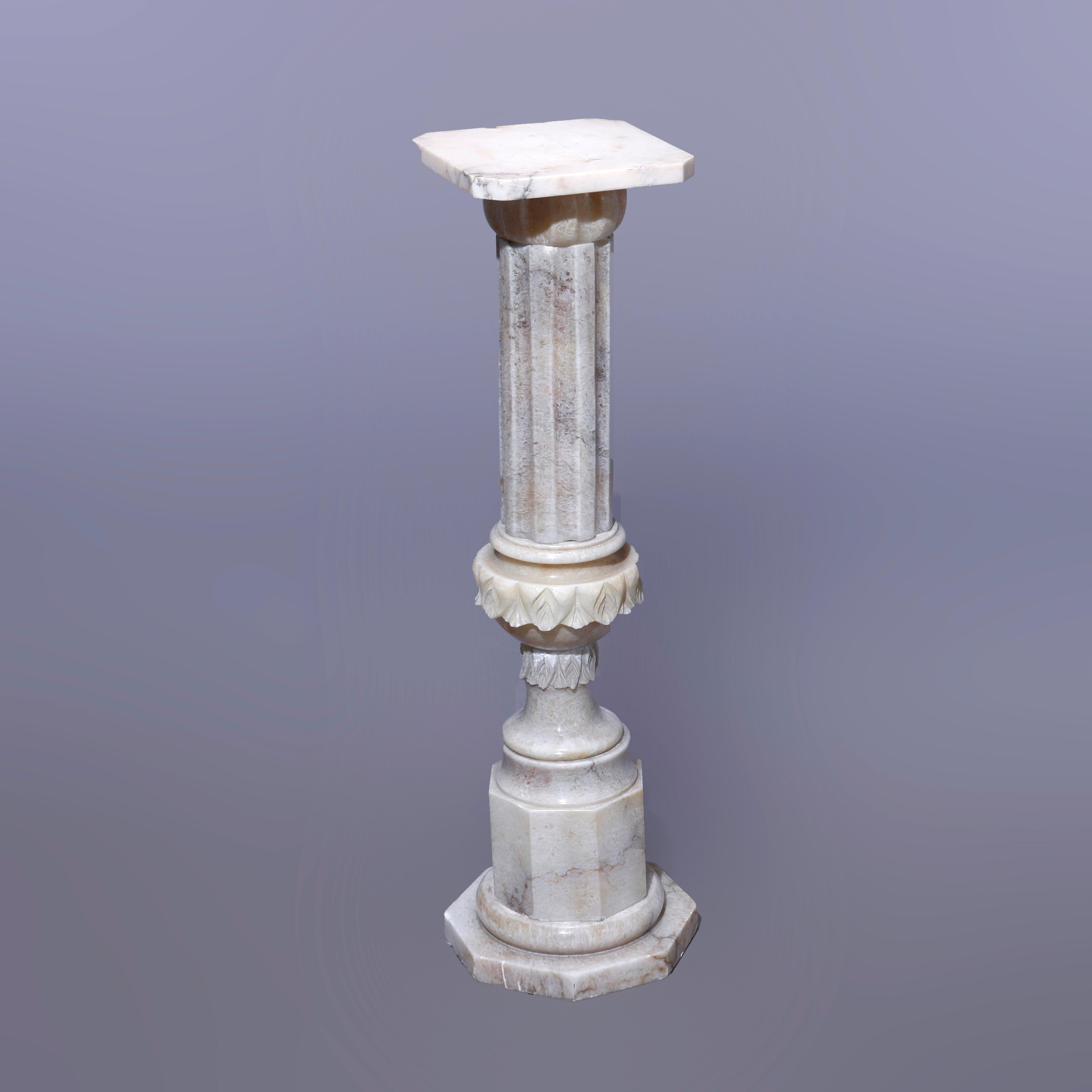 European Antique Neoclassical Carved Marble Sculpture Display Pedestal, circa 1890