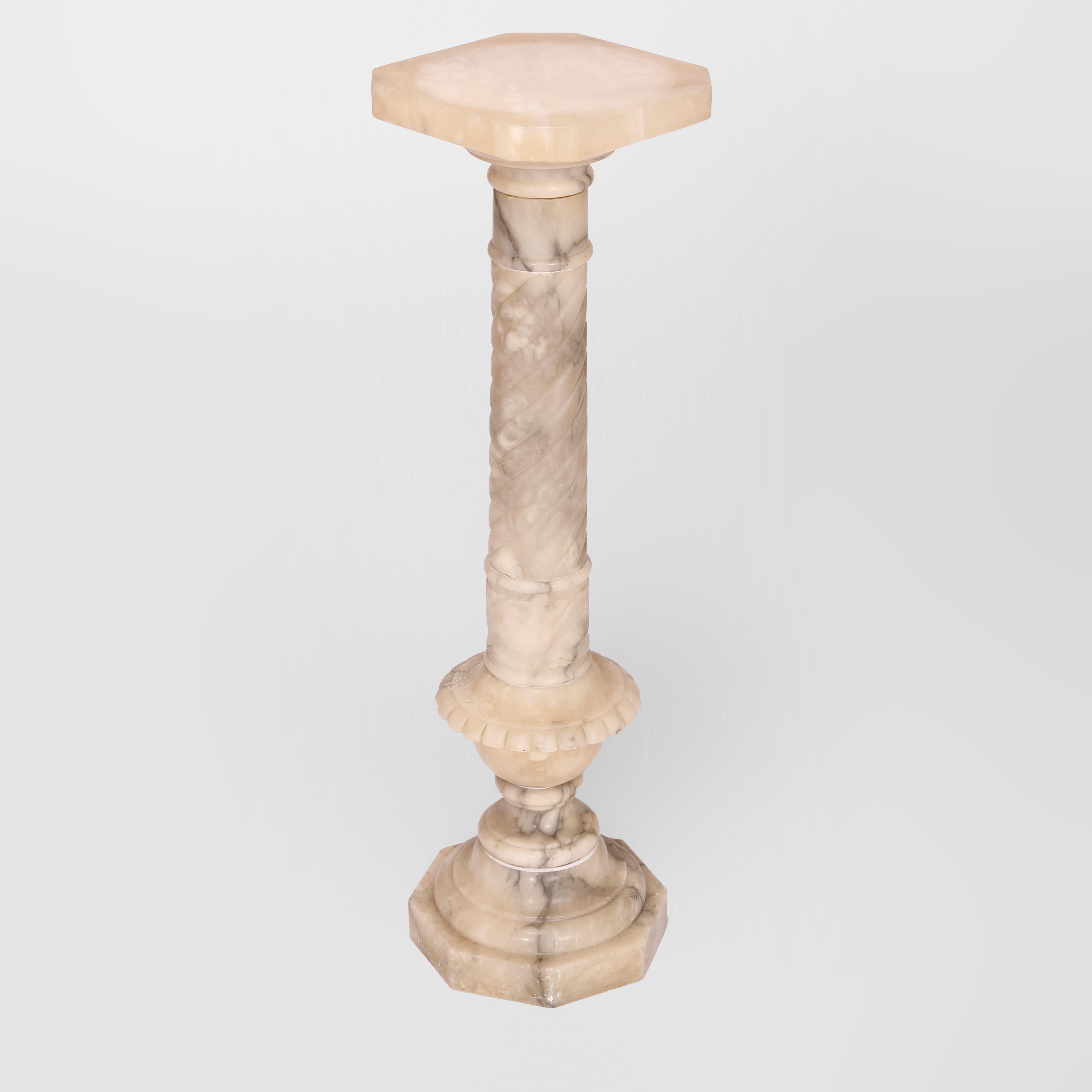 Antique Neoclassical Carved Marble Sculpture Display Pedestal circa 1890 In Good Condition In Big Flats, NY