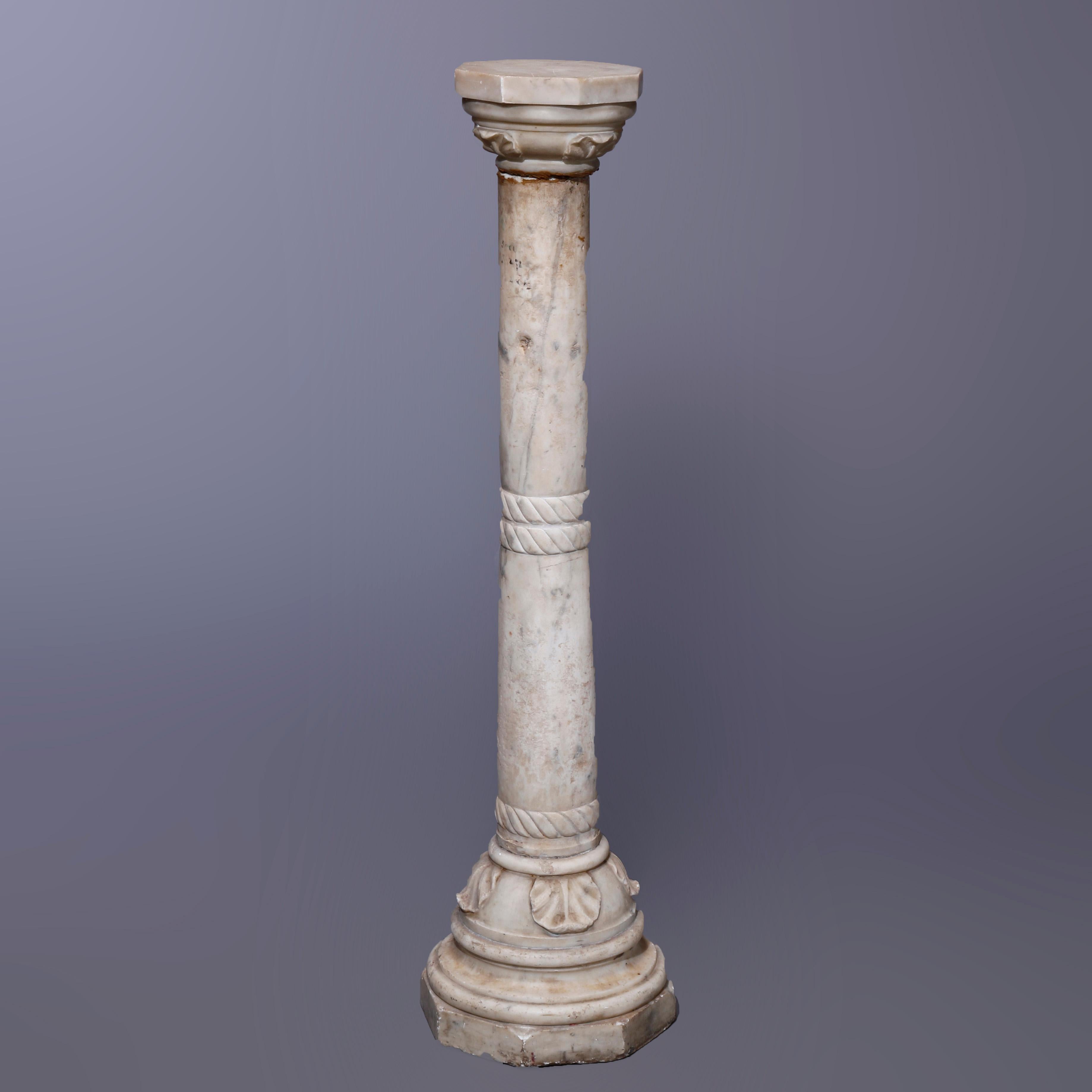 European Antique Neoclassical Carved Marble Sculpture Display Pedestal Circa 1890