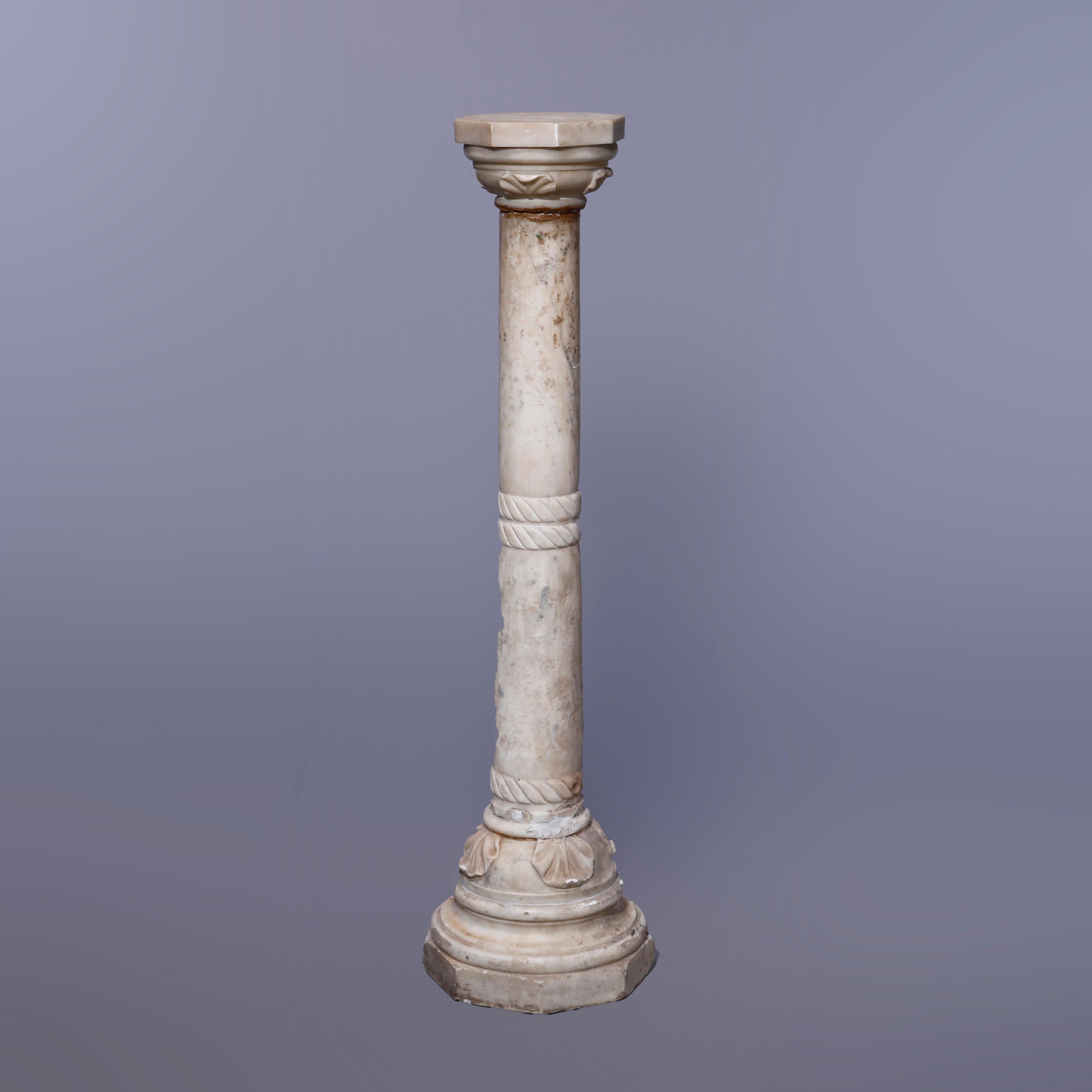 Antique Neoclassical Carved Marble Sculpture Display Pedestal Circa 1890 In Good Condition In Big Flats, NY