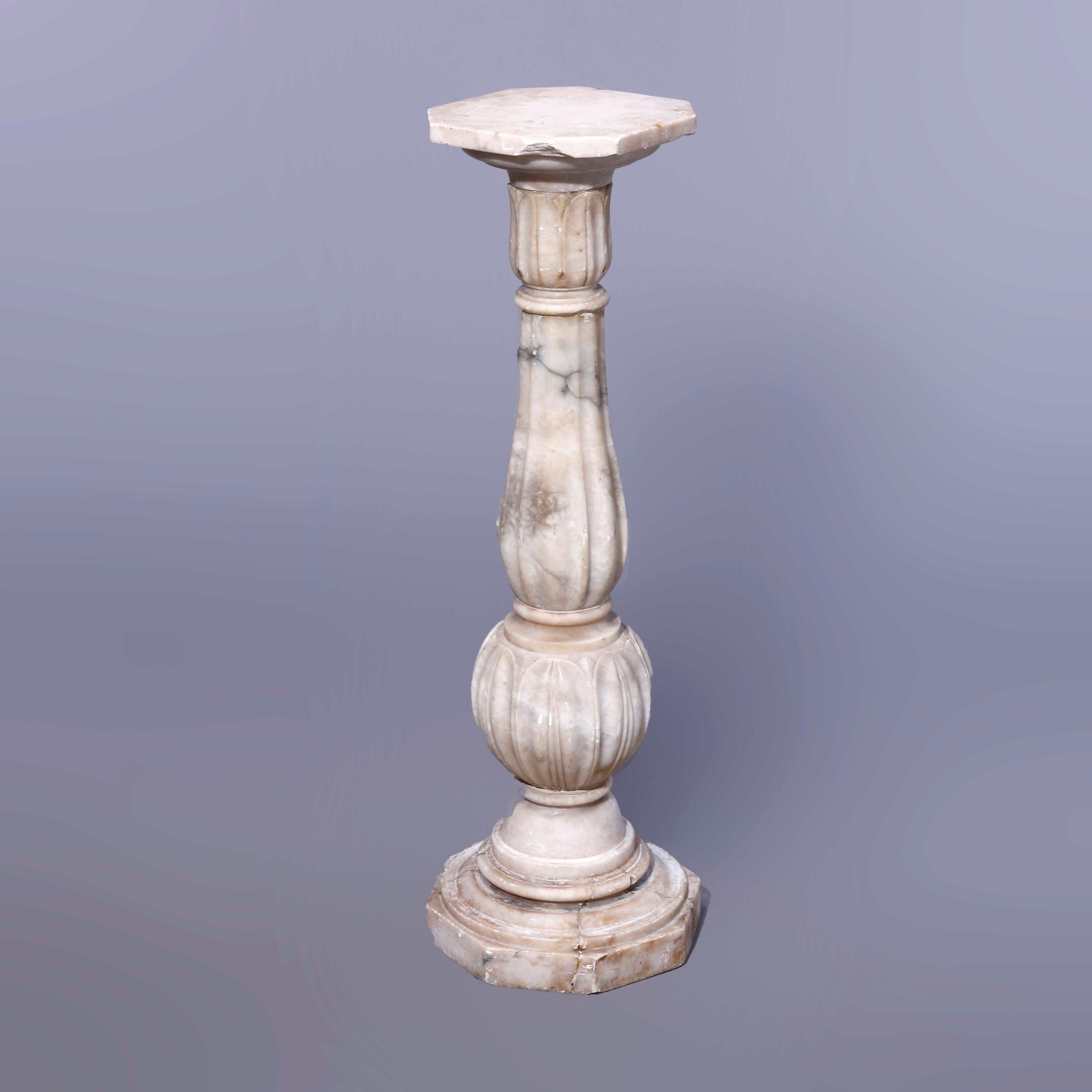 19th Century Antique Neoclassical Carved Marble Sculpture Display Pedestal, circa 1890