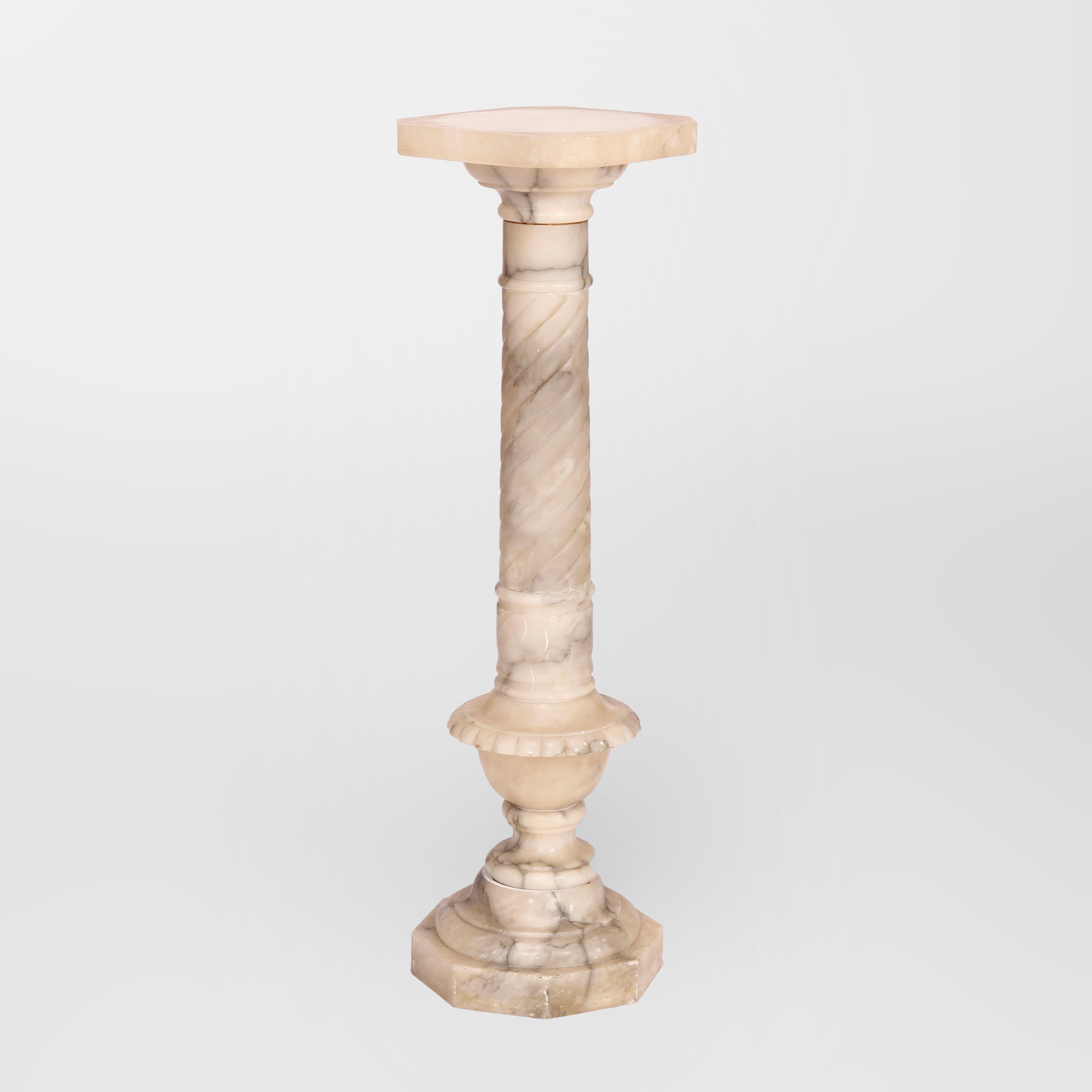 Antique Neoclassical Carved Marble Sculpture Display Pedestal circa 1890 1