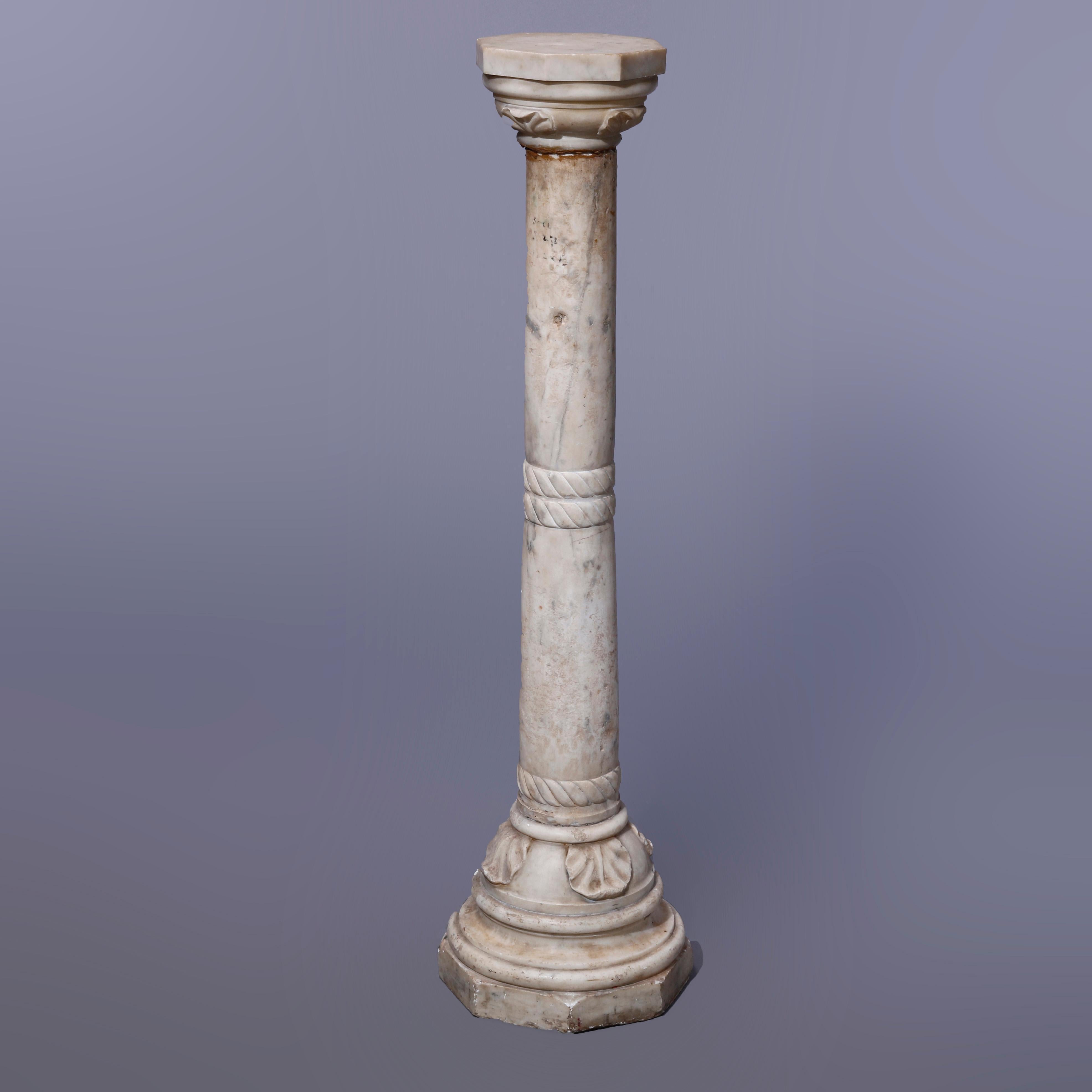 19th Century Antique Neoclassical Carved Marble Sculpture Display Pedestal Circa 1890