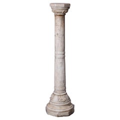 Antique Neoclassical Carved Marble Sculpture Display Pedestal Circa 1890