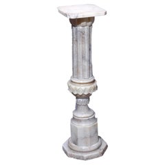 Antique Neoclassical Carved Marble Sculpture Display Pedestal, circa 1890