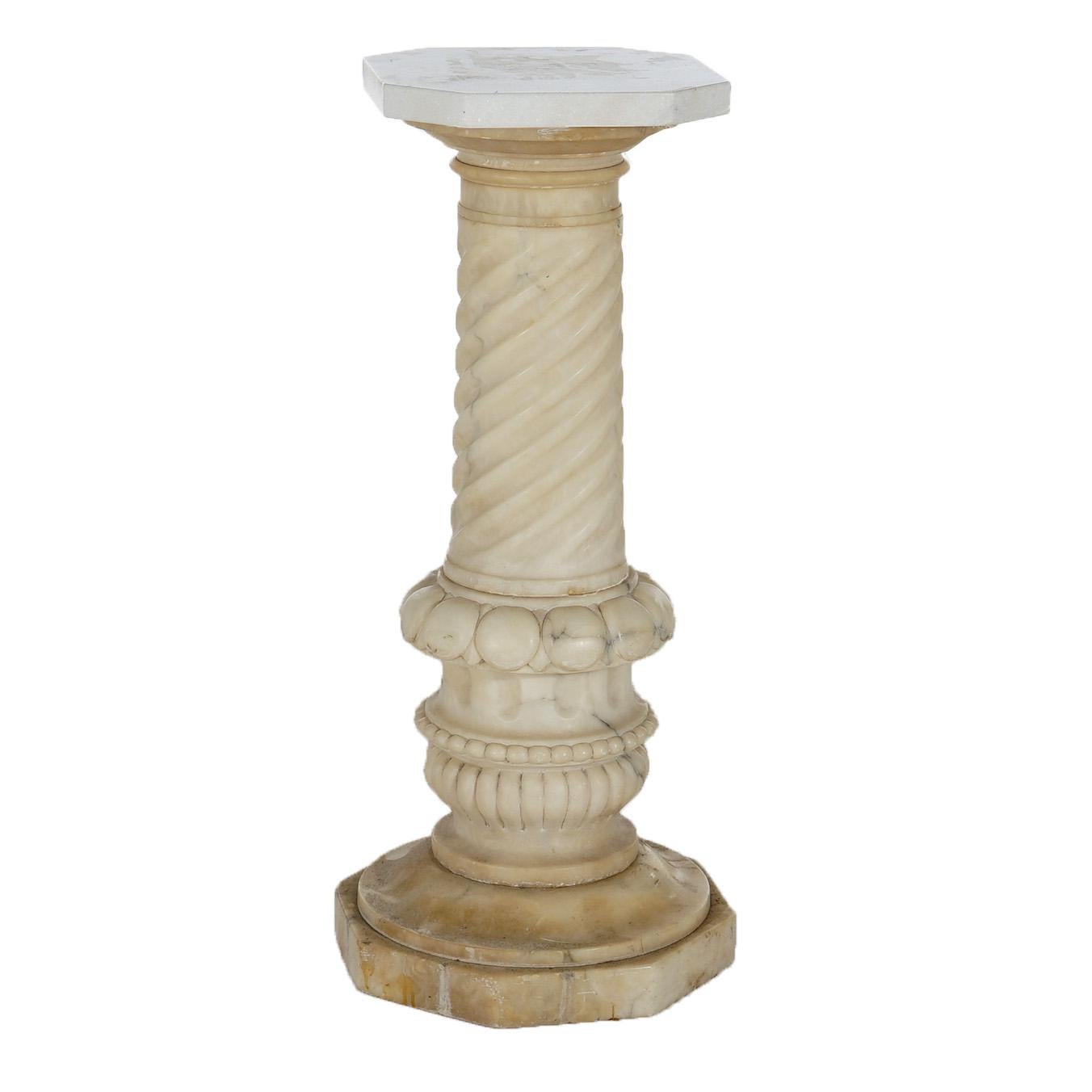 ***Ask About Reduced In-House Shipping Rates - Reliable Service & Fully Insured***

Antique Neoclassical Greco Carved Marble Sculpture Display Stand with Rope Twist Column and Gadroon Elements, 19thC

Measures - 32.5