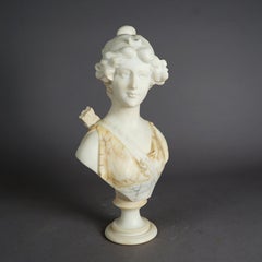 Antique Neoclassical Carved Marble Sculpture of Diana The Huntress C1890