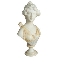 Antike neoklassizistische geschnitzte Marmorskulptur der Jägerin Diana, um 1890