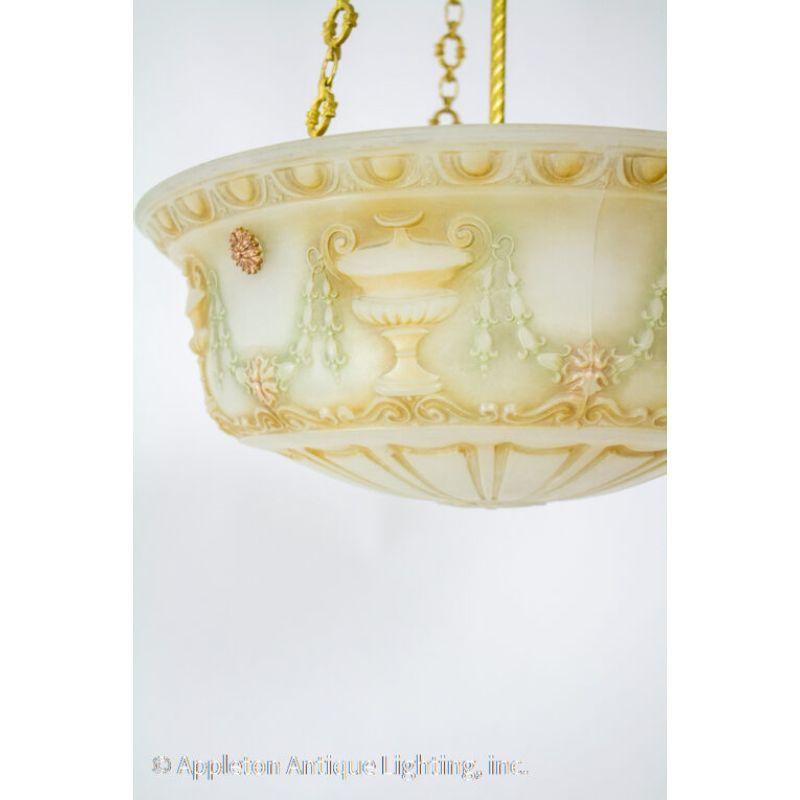 American Antique Neoclassical Cast Glass Bowl Light For Sale