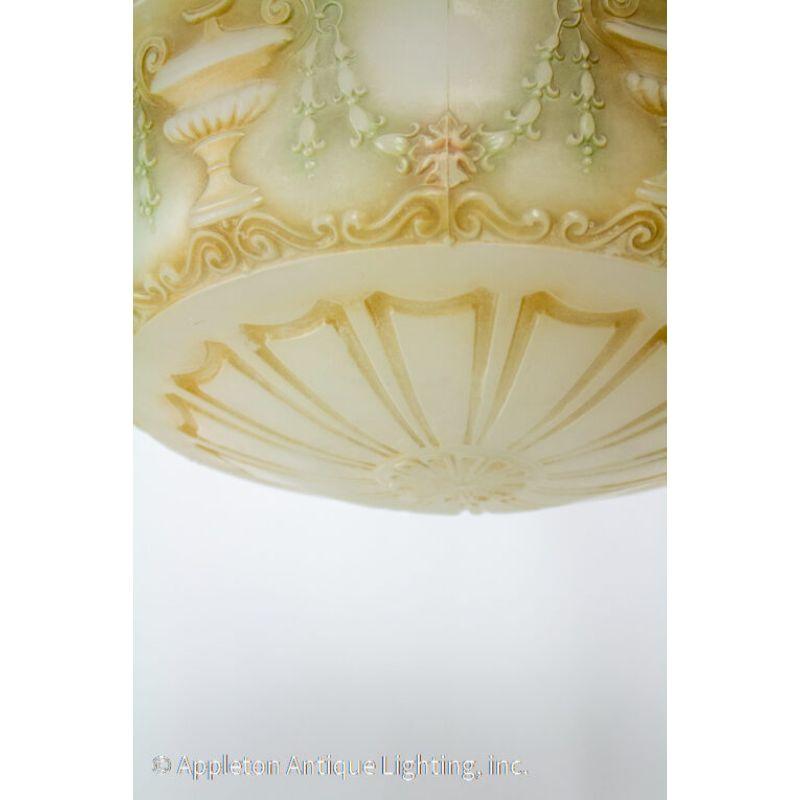 20th Century Antique Neoclassical Cast Glass Bowl Light For Sale