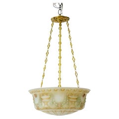 Antique Neoclassical Cast Glass Bowl Light