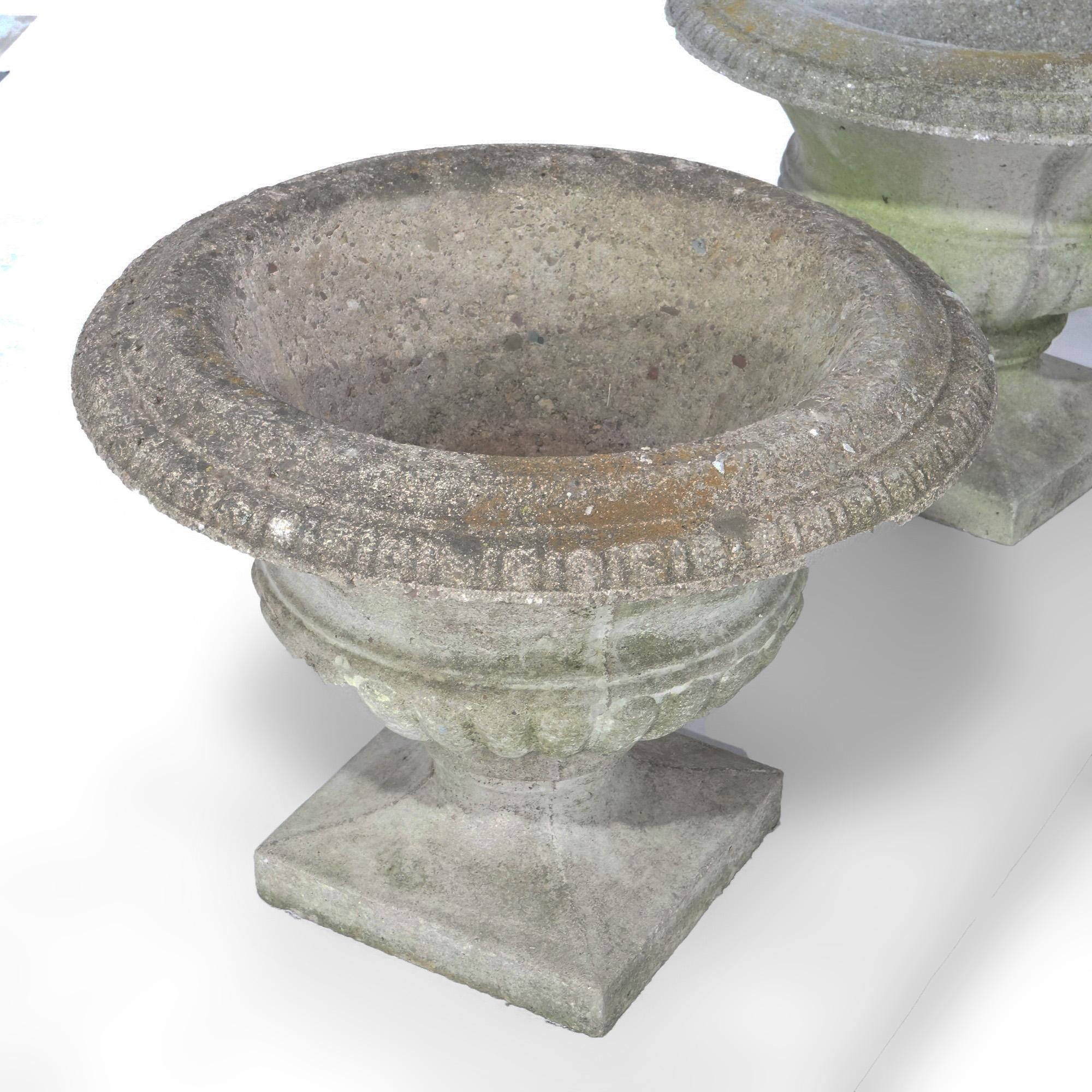 Antique Neoclassical Cast Hardstone Garden Urns, Circa 1920 3
