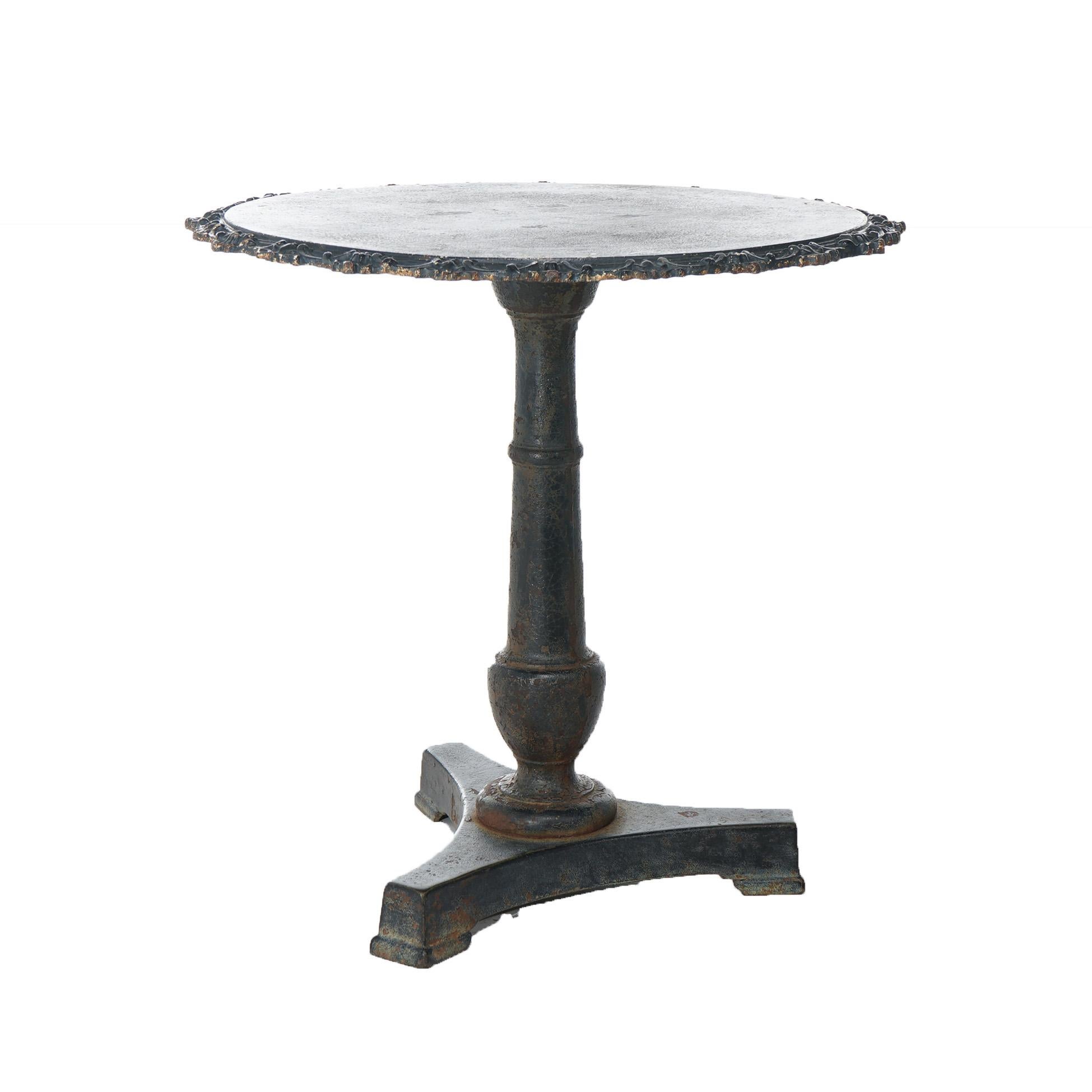 19th Century Antique Neoclassical Cast Iron Café Garden Table by Rudy Groeger Foundry 19thC For Sale