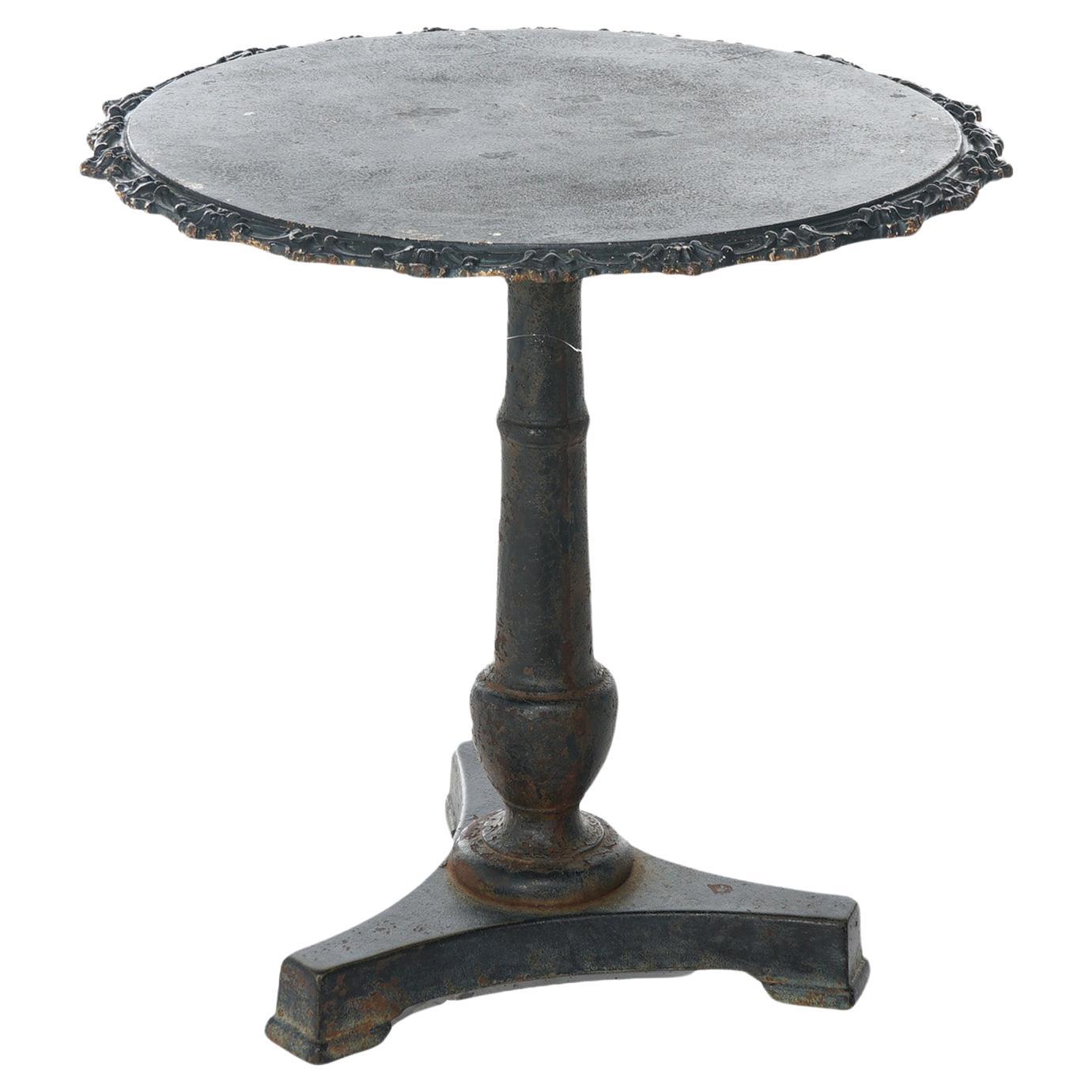 Antique Neoclassical Cast Iron Café Garden Table by Rudy Groeger Foundry 19thC For Sale