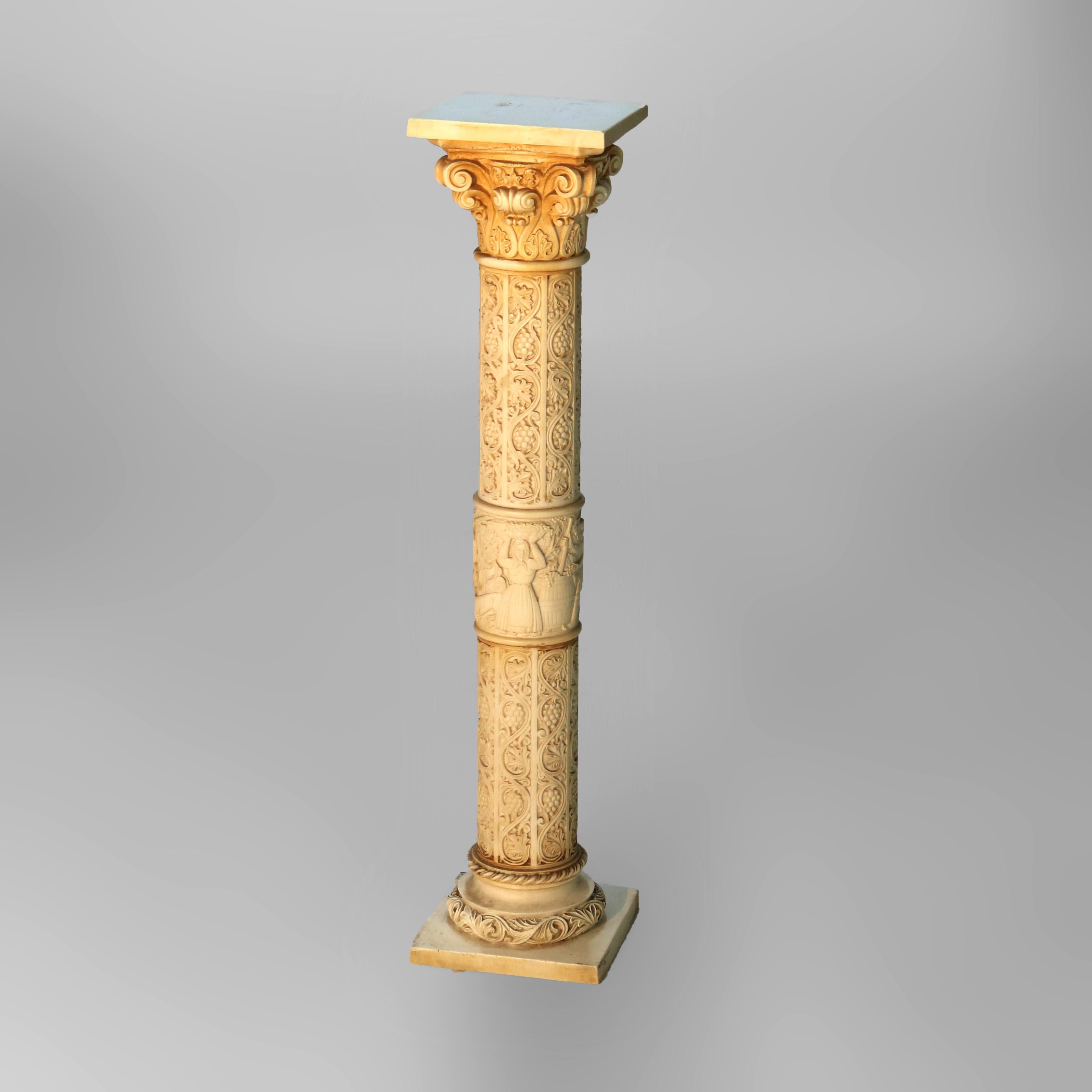 Antico supporto per scultura di scene di genere in stile neoclassico corinzio, resina, C1930.
40 5/8