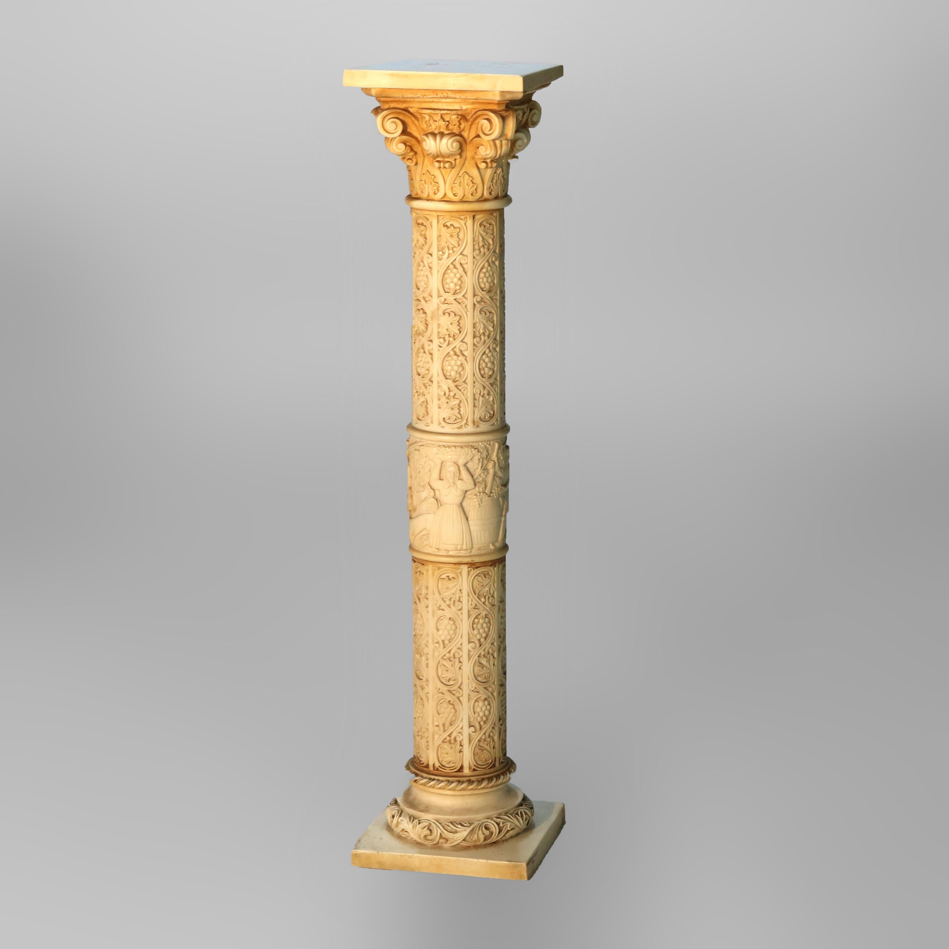 Antico supporto per scultura di scene di genere in stile neoclassico corinzio, resina, C1930 in vendita