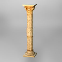 Antique Neoclassical Corinthian Style Genre Scene Sculpture Stand, Resin, C1930