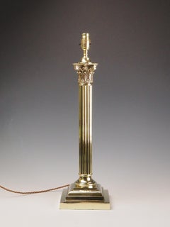 19th Century Neoclassical Brass Corinthian Table Lamp from the UK