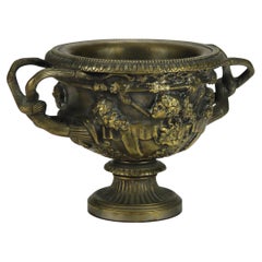 Antique Neoclassical Deeply Figural Embossed Bronze Cup & Insert C1890
