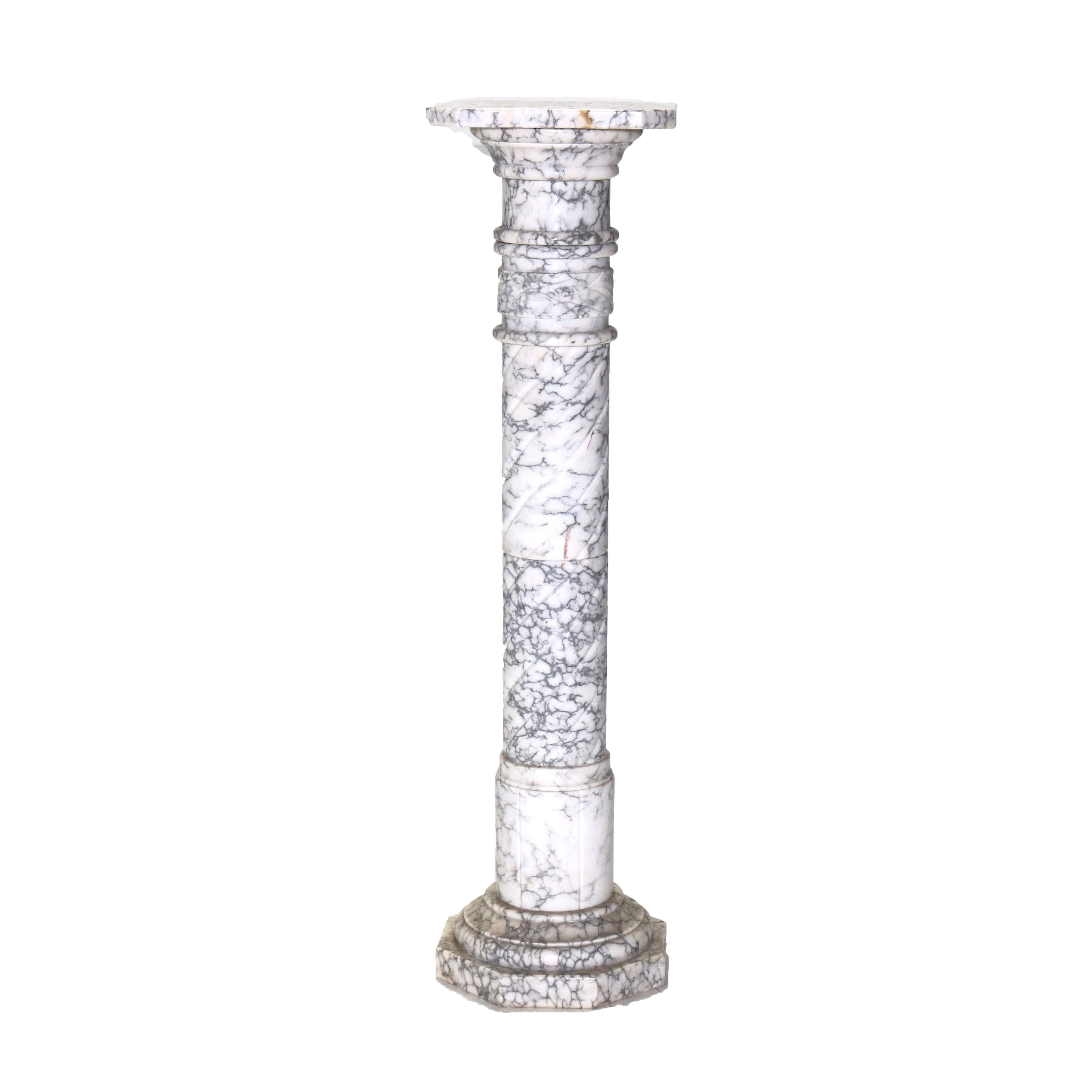 Antique Neoclassical Doric Marble Sculpture Display Pedestal C1930 In Good Condition In Big Flats, NY