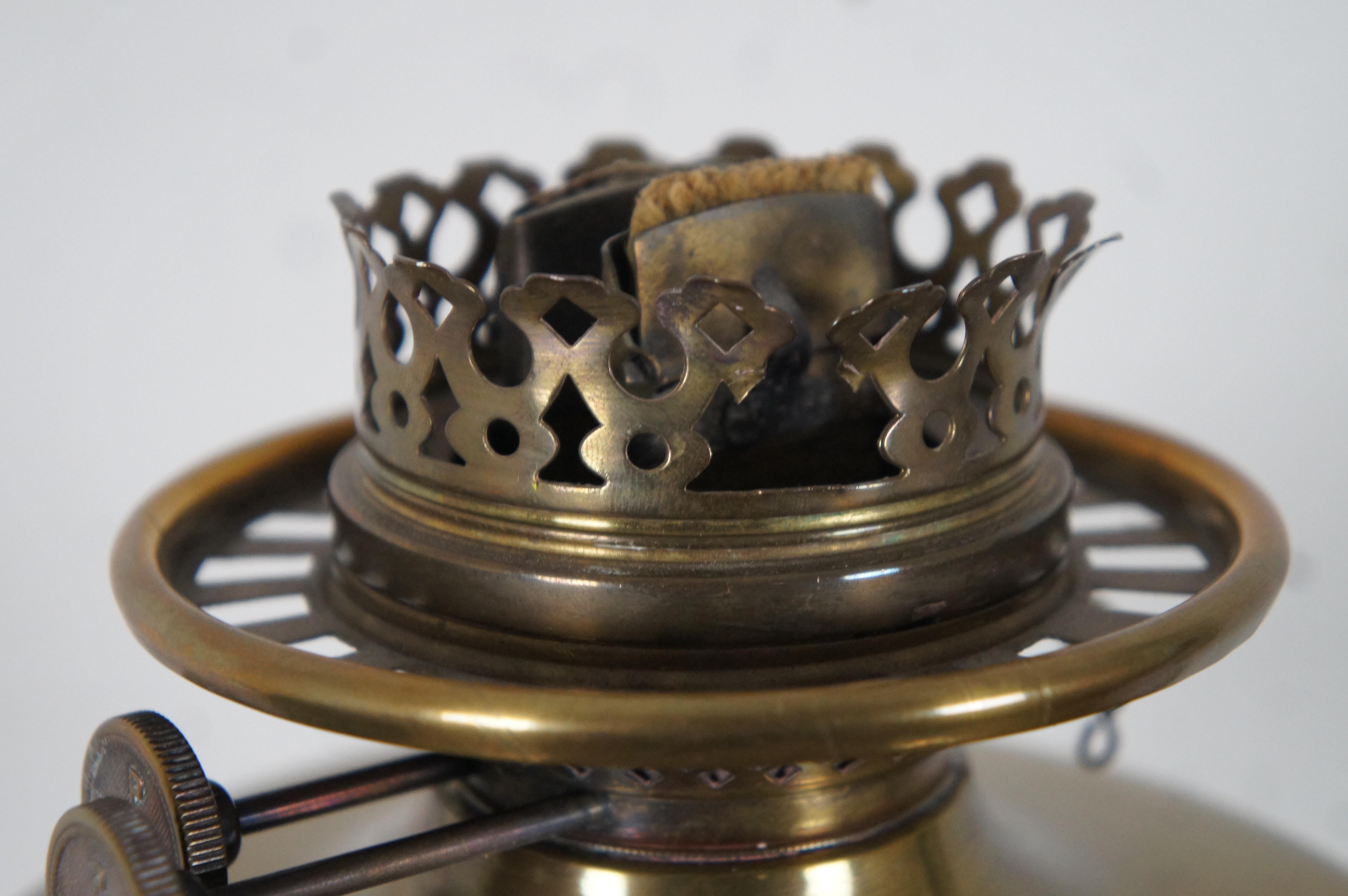 Antique Neoclassical Duplex English Brass Corinthian Banquet Oil Lamp GWTW For Sale 5