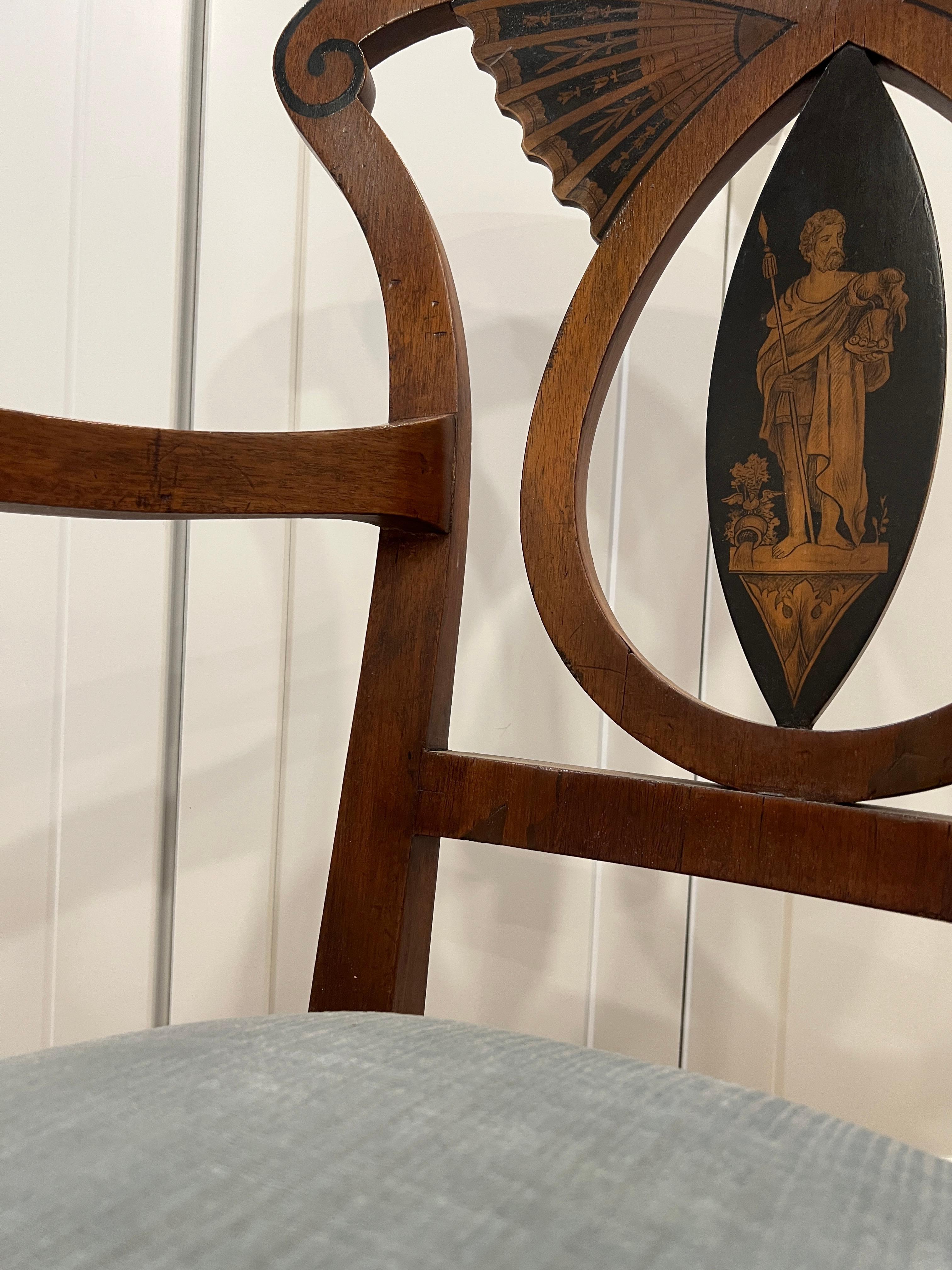 Antique fauteuil néoclassique Revival égyptien avec supports de sphinx sculptés, Italie en vente 7