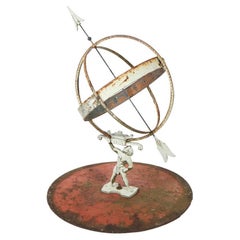 Antique Neoclassical Figural Atlas Armillary, 19th C