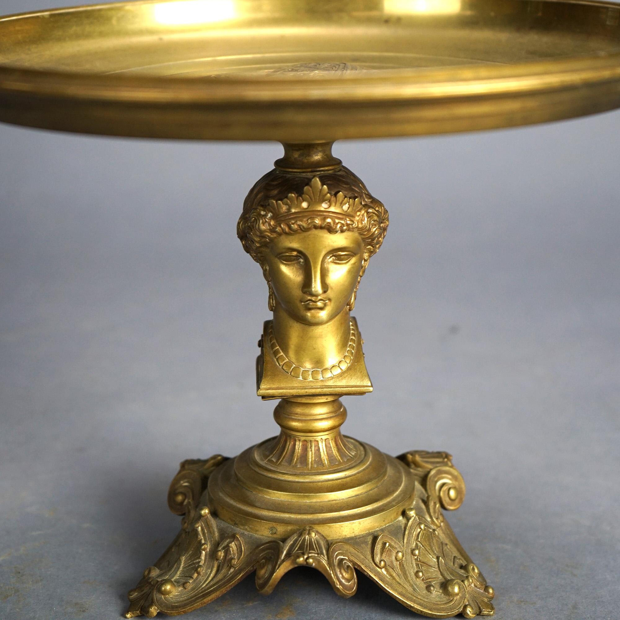 Antique Neoclassical Figural Bronze Tazza 19thC For Sale 3