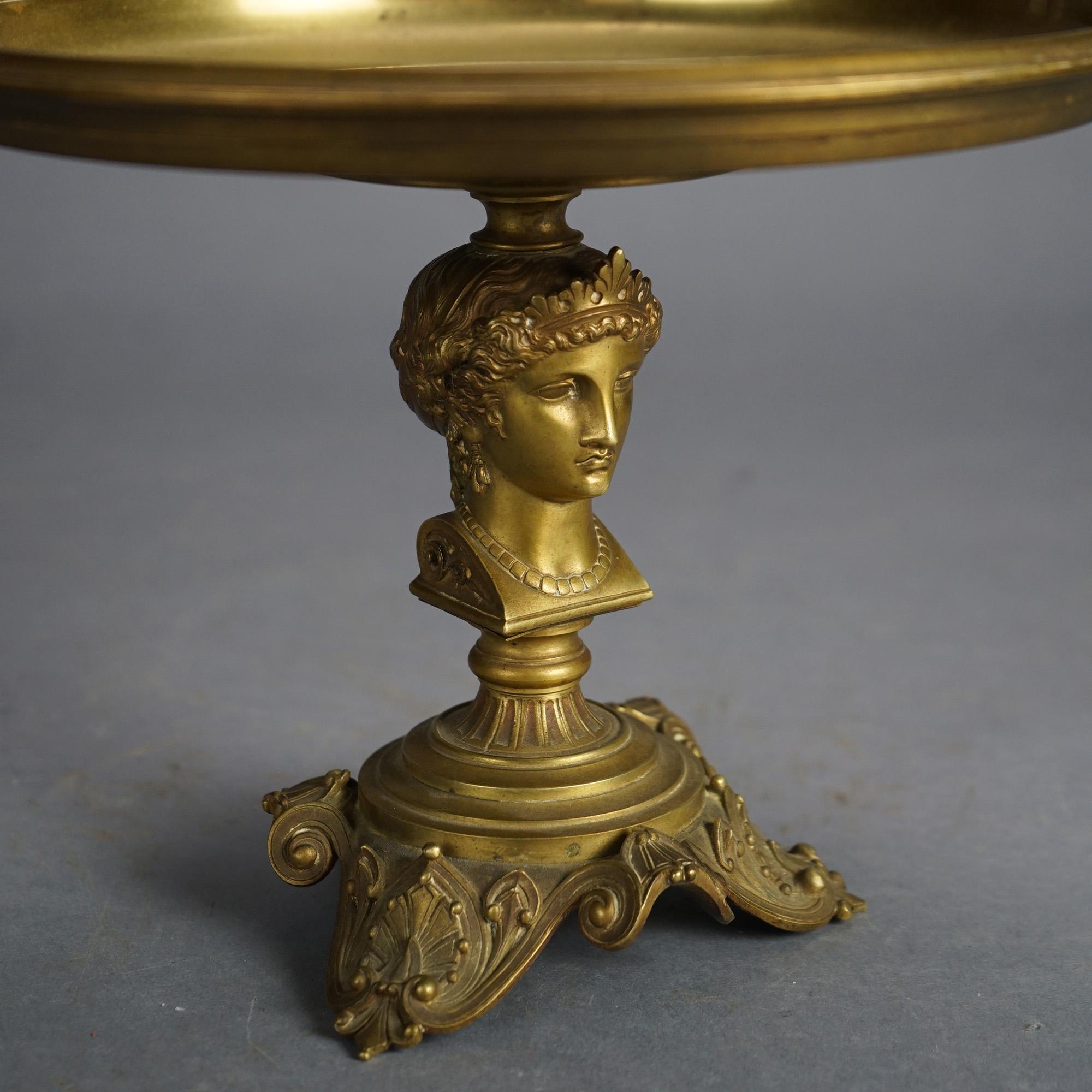 Antique Neoclassical Figural Bronze Tazza 19thC For Sale 4