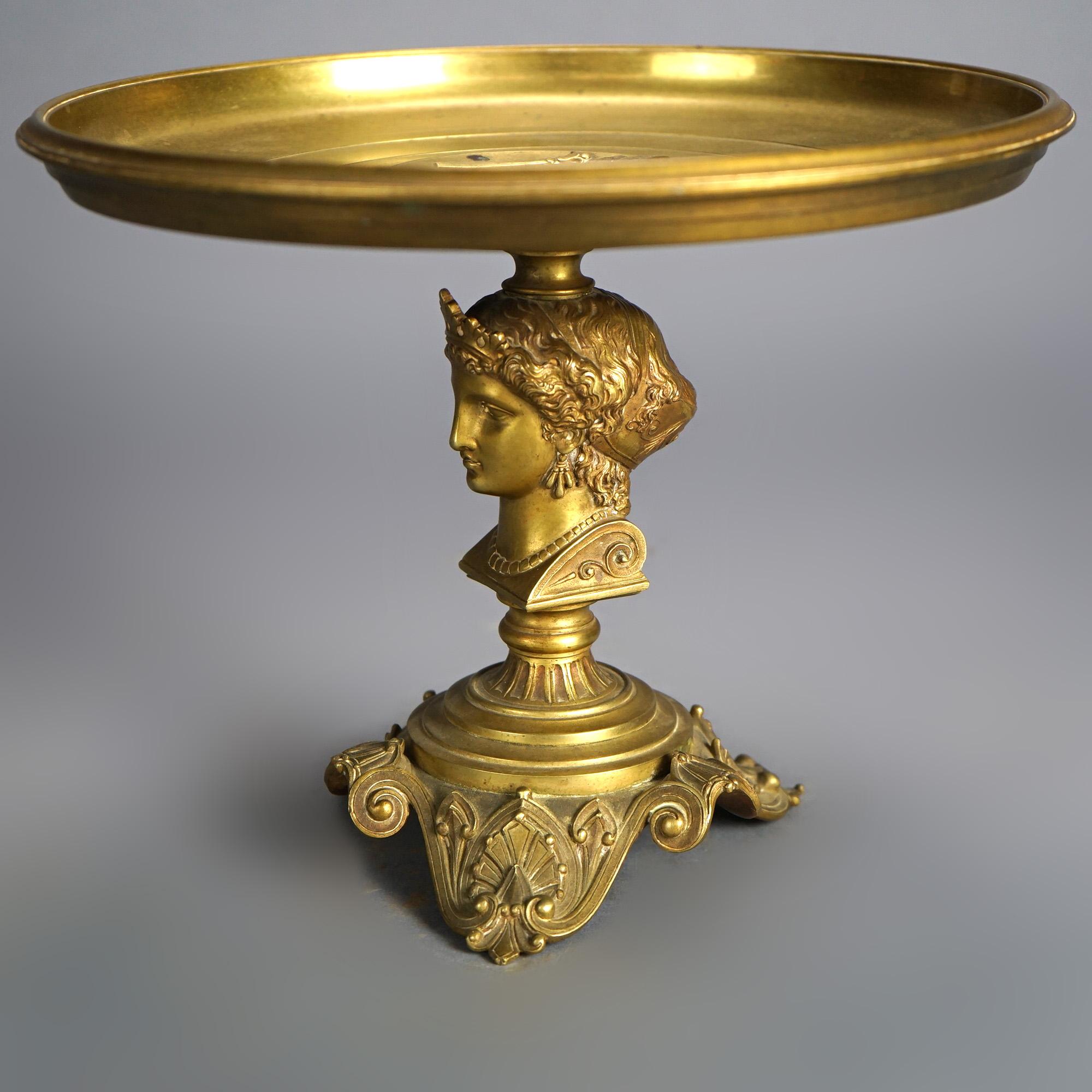 Antique Neoclassical Figural Bronze Tazza 19thC For Sale 5