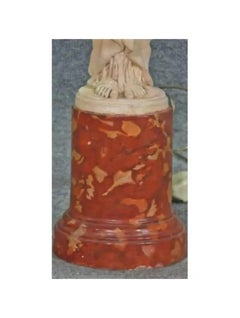 Antique Neoclassical Figural Marble Lamp with Tole Bouillotte Shade