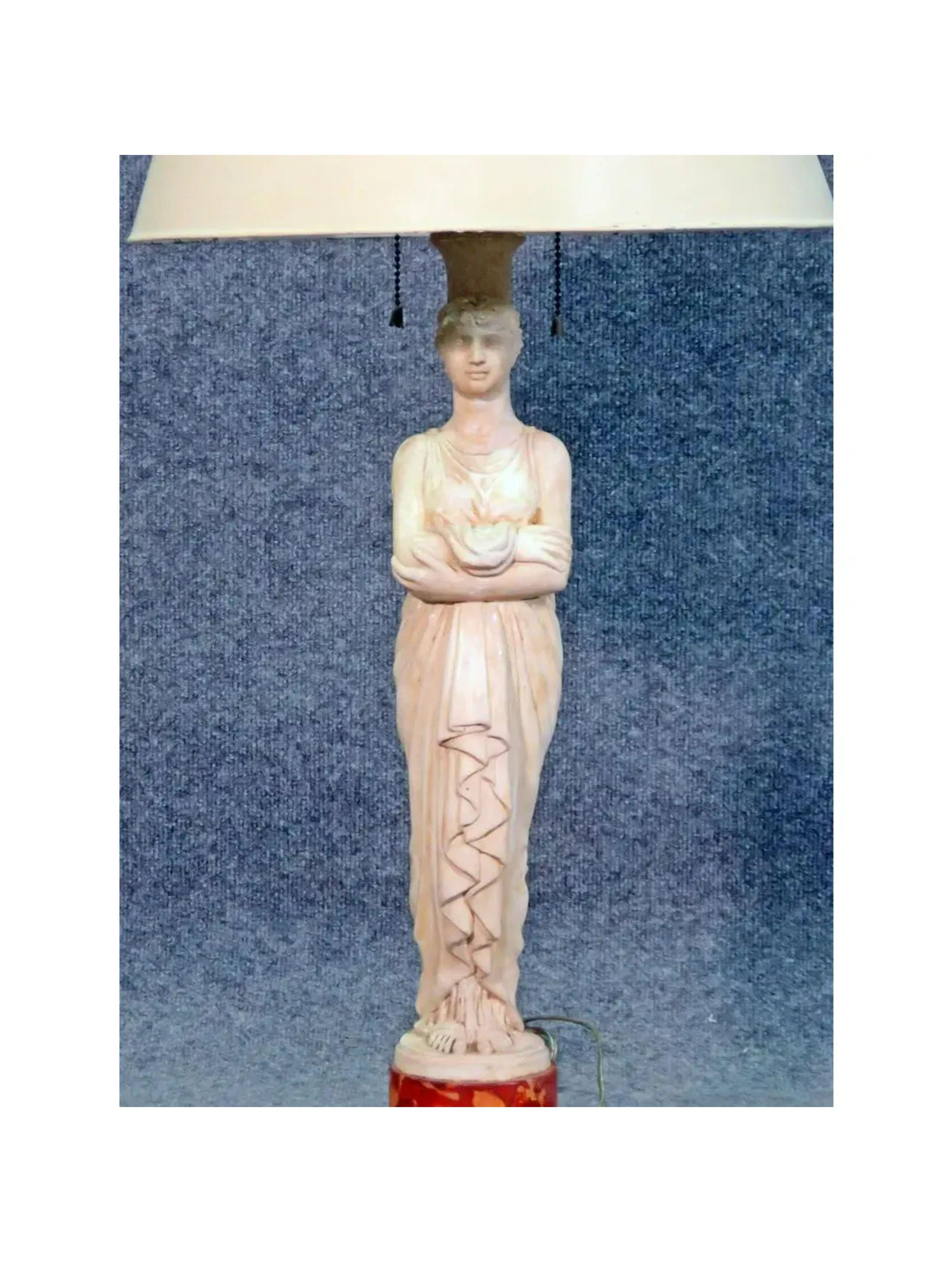 Antique Neoclassical Figural Marble Lamp with Tole Bouillotte Shade For Sale 3