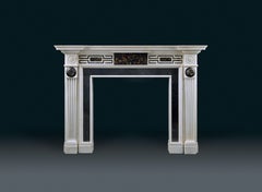 Antique Neoclassical Fireplace in Portoro, Irish Fossil and Statuary Marble