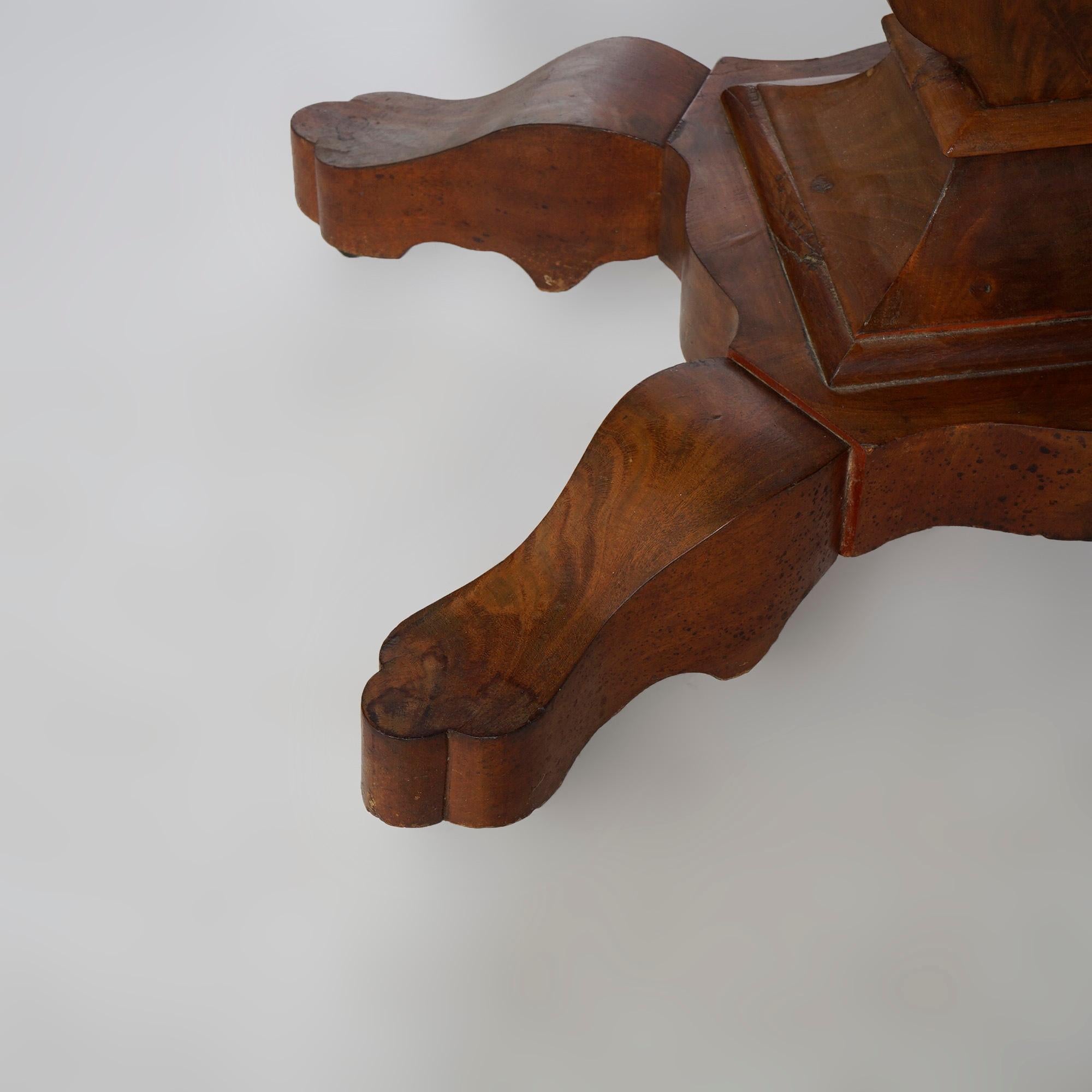 Antique Neoclassical Flame Mahogany & Marble Lyre Turtle Top Parlor Table c1880 8