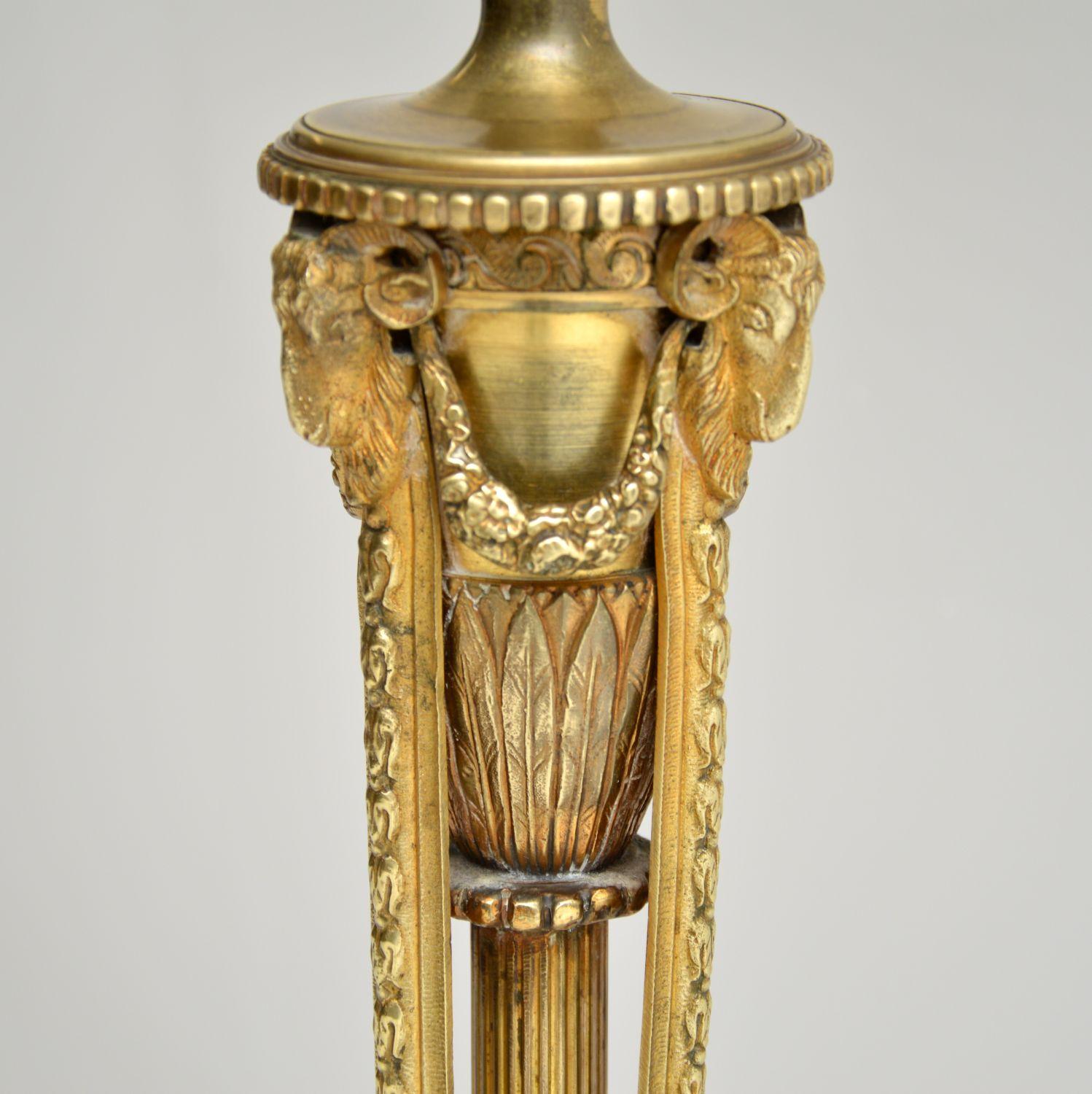 Antique Neoclassical French Gilt Brass Floor Lamp 2