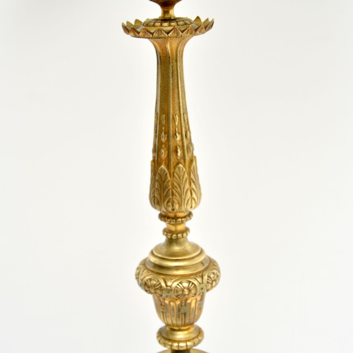 Antique Neoclassical French Gilt Brass Floor Lamp 4
