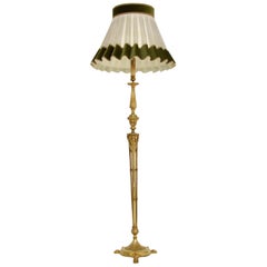 Antique Neoclassical French Gilt Brass Floor Lamp