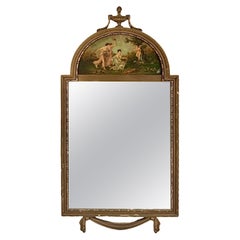 Antique Neoclassical French Provincial Trumeau Mirror