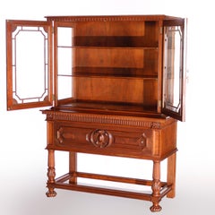 Antique Neoclassical French Renaissance Mahogany China Cabinet Circa 1930