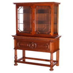 Antique Neoclassical French Renaissance Mahogany China Cabinet Circa 1930