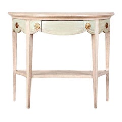 Antico Tavolo Consolle Demi-Lune Neoclassico in legno e dorato