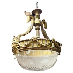 Antique Neoclassical Gilt Bronze and Cut Crystal Chandelier