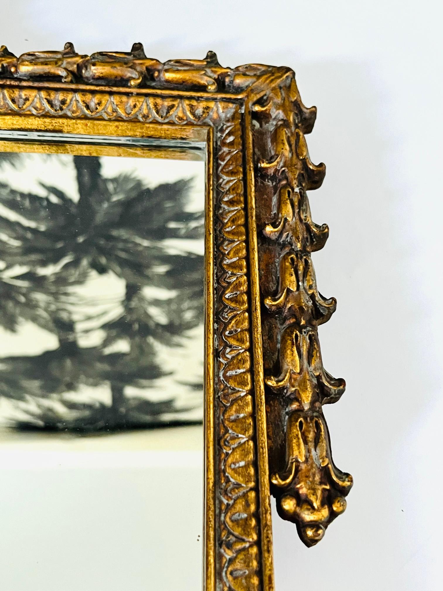Antique Neoclassical Giltwood Mirror with Hand Carved Frame, France, c. 1920's 5