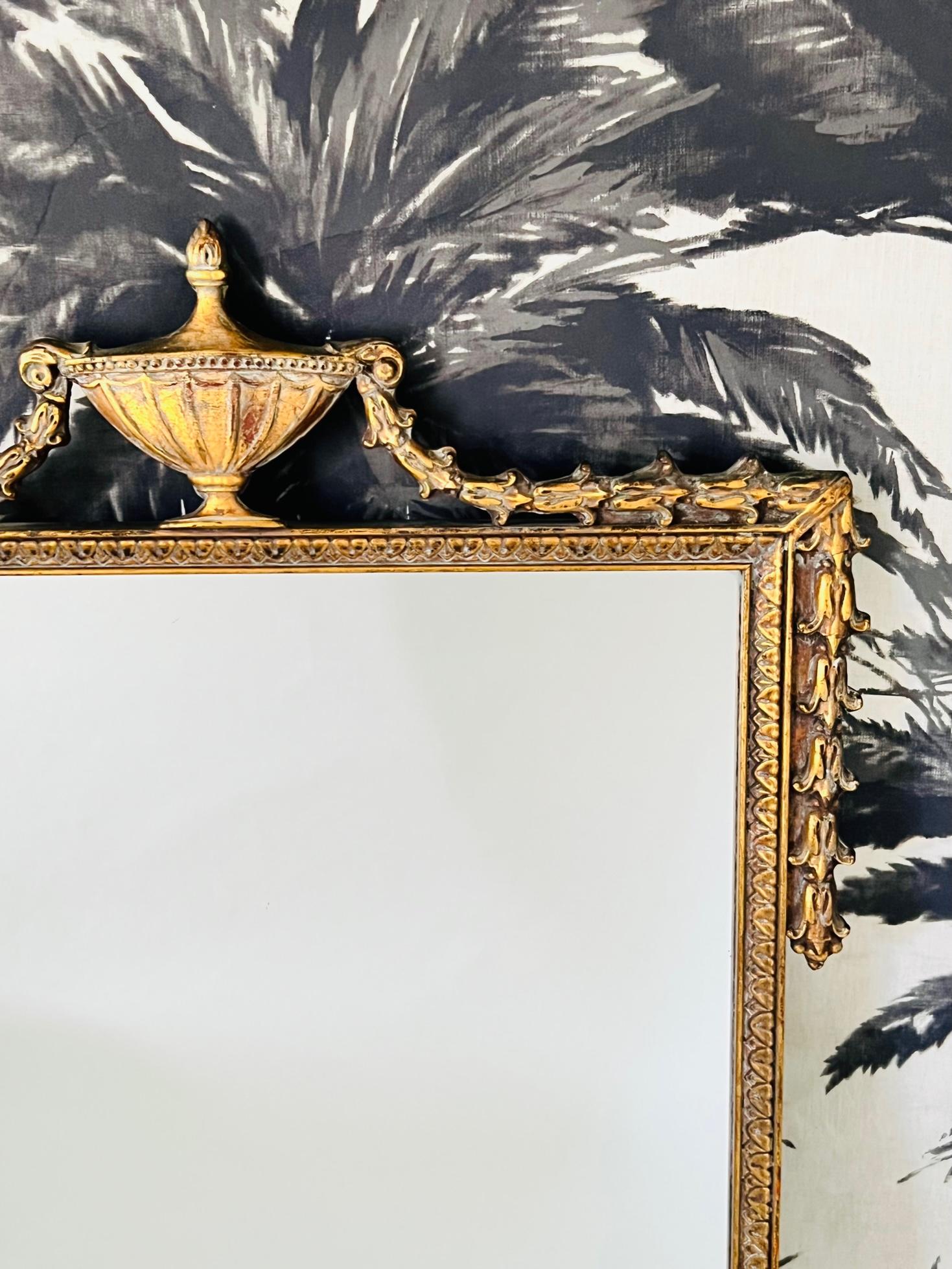Antique Neoclassical Giltwood Mirror with Hand Carved Frame, France, c. 1920's 1