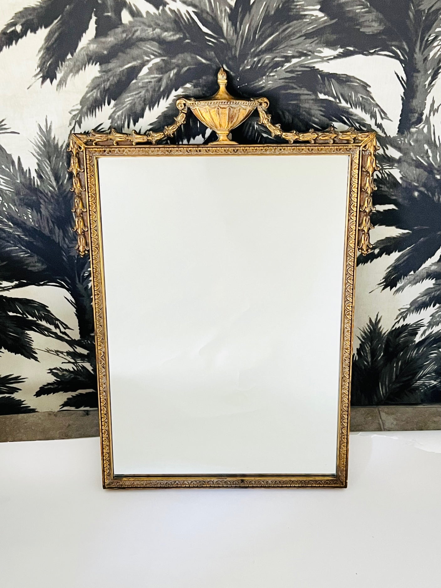Antique Neoclassical Giltwood Mirror with Hand Carved Frame, France, c. 1920's 3