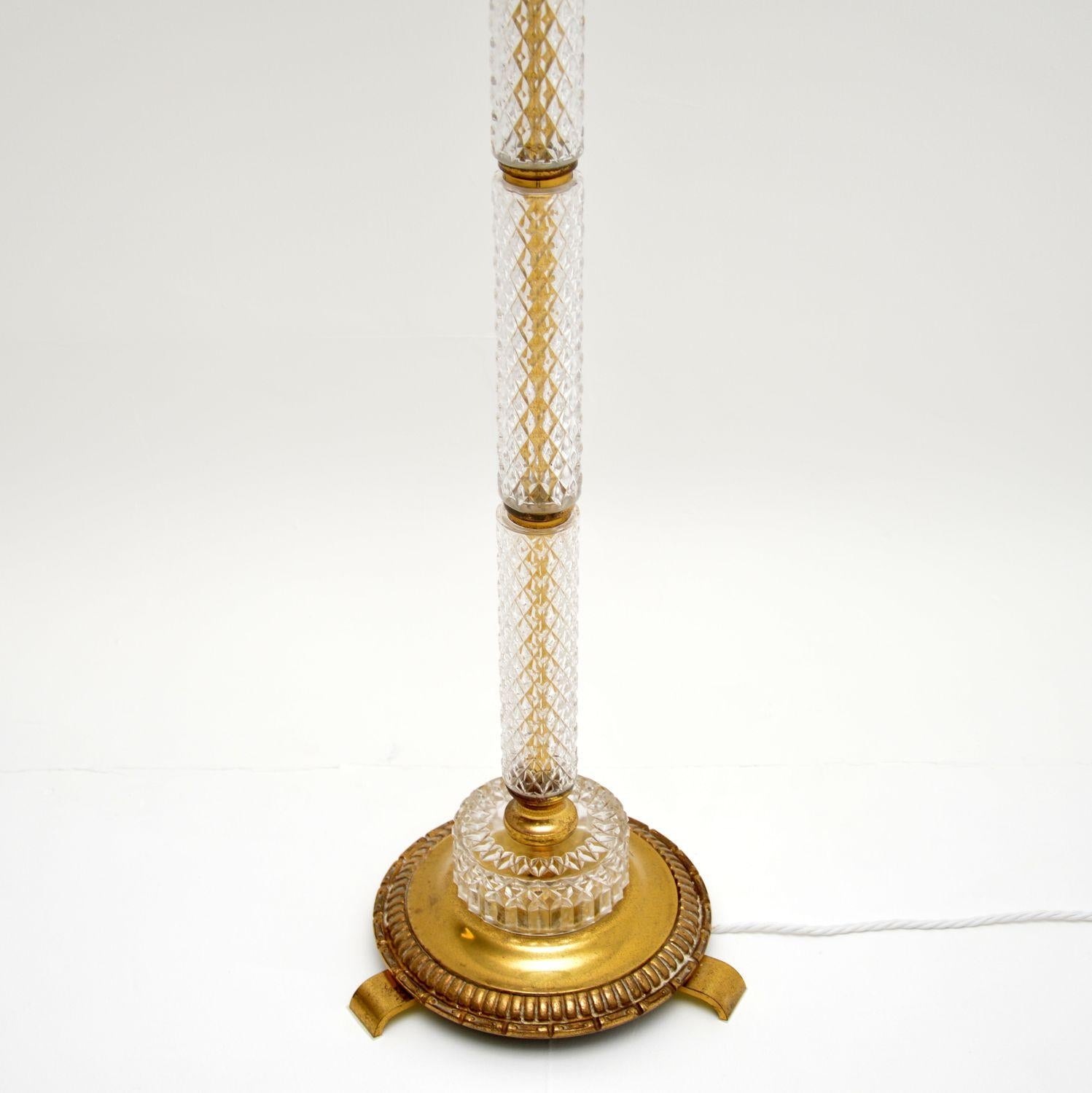 Antique Neoclassical Glass and Brass Floor Lamp In Good Condition In London, GB