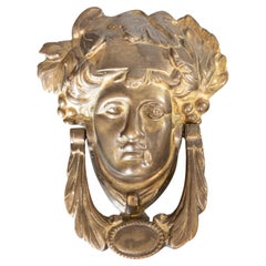 Antique Neoclassical Goddess Athena Brass Door Knocker