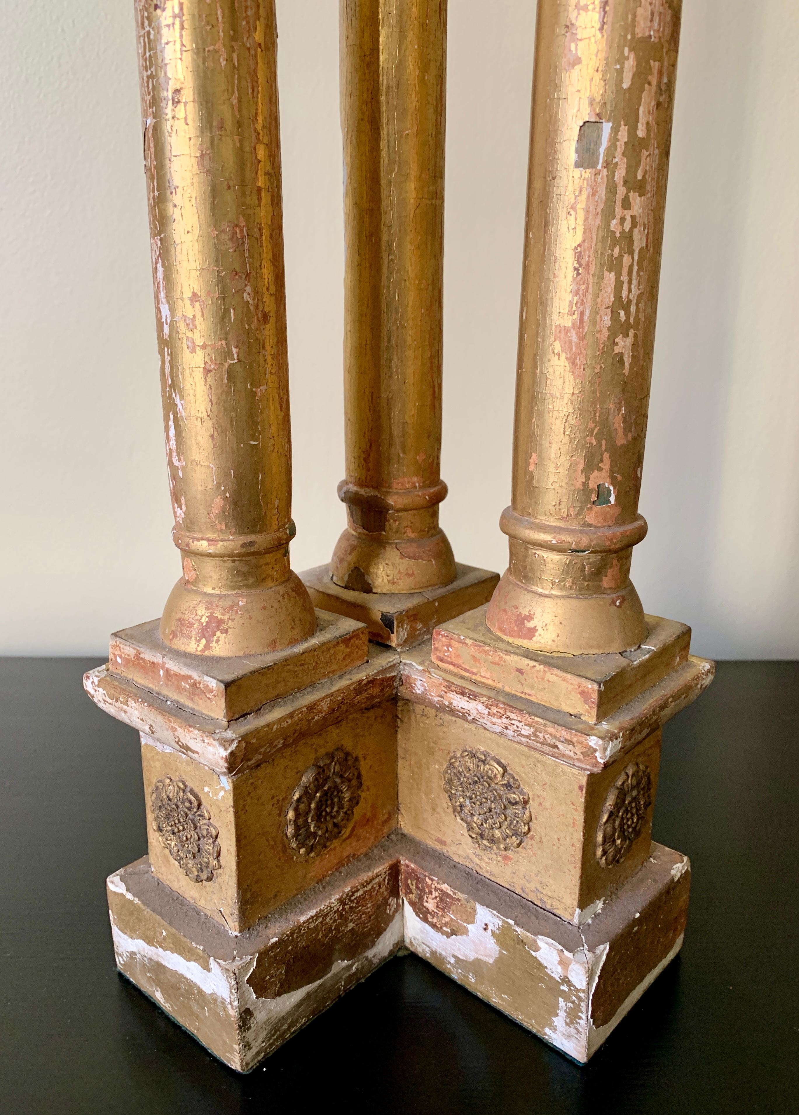 Antique Neoclassical Grand Tour Giltwood Architectural Columns, a Pair For Sale 8